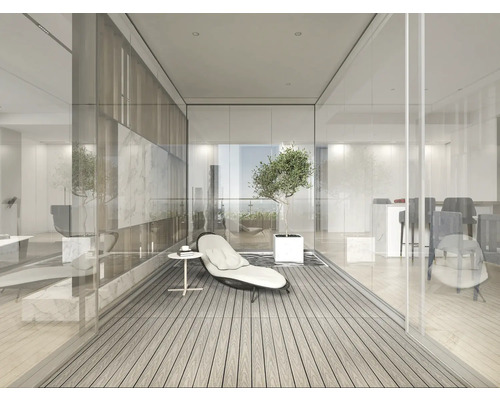 Pièce lumineuse avec siège, table et plante pour le salon