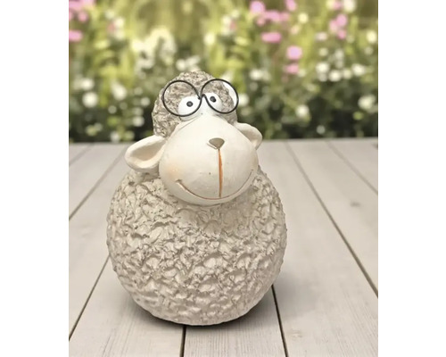 Dekofigur Schaf mit Brille für den Garten