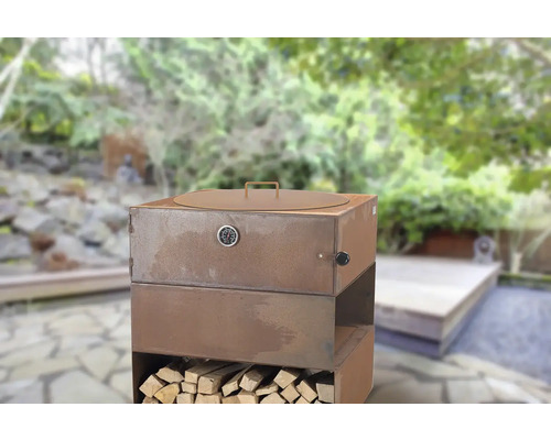 Four à griller avec compartiment à bois et thermomètre