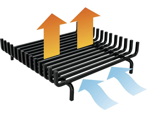 Bûche de foyer en métal avec des flèches de chaleur montantes pour le stockage du bois de cheminée