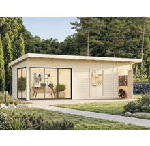 Cabane de jardin avec équipement de bureau dans le jardin