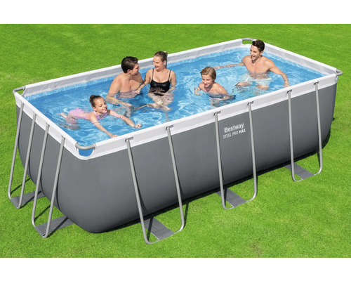 Rechteckiger Bestway Steel Pro Max Pool mit Personen im Wasser