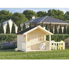 Holzspielhaus mit Pultdach im Garten