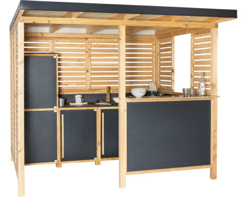 Cuisine d'extérieur en bois avec plan de travail