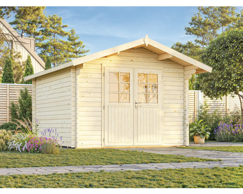 Holzgartenhaus mit Doppeltür im Garten