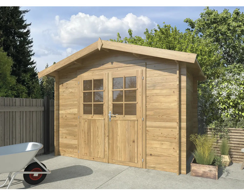 Gartenhaus Palmako Valentine 4,7 m² 332 x 233 cm braun Gartenhaus mit Doppeltür und Fenster