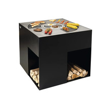 Table de barbecue avec rangement pour le bois et aliments grillés