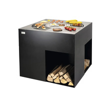Table de grill avec rangement pour le bois et aliments grillés
