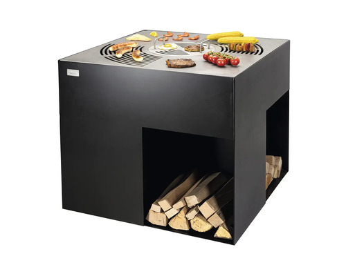 Table de grill avec rangement pour le bois et aliments grillés