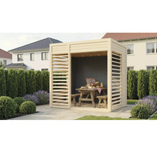 Pavillon de jardin en bois avec table de pique-nique et bancs