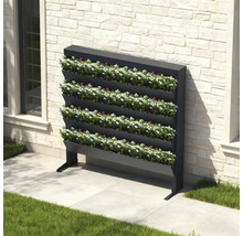 Vertikaler Garten mit vier Ebenen und blühenden Pflanzen für den Aussenbereich.