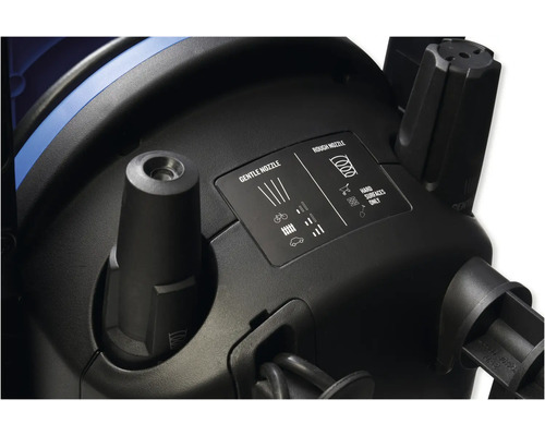 Vue détaillée d'un nettoyeur haute pression avec des informations sur les buses