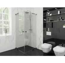 Salle de bain moderne avec cabine de douche, WC et bidet