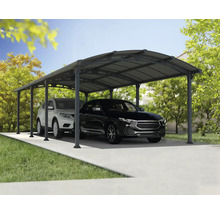 Double abri de voiture avec deux voitures garées