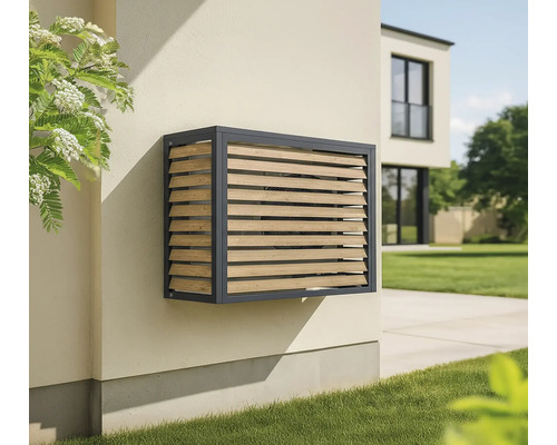 Wandmontierte Klimaanlagenverkleidung mit horizontalen Lamellen