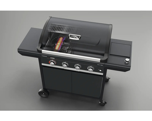 Barbecue à gaz avec tablettes latérales et armoire basse