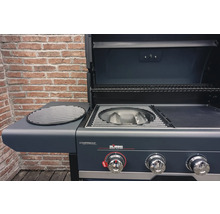 Barbecue à gaz ouvert avec brûleur latéral et boutons de commande