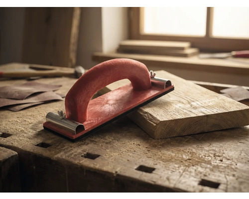 Bloc de ponçage manuel avec poignée sur établi