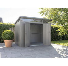 Abri de jardin en métal avec double porte et lanterneau