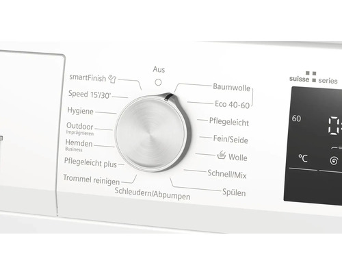 Bedienfeld einer Waschmaschine mit Programmwählrad