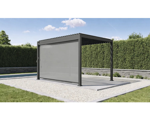 Pergola avec élément latéral comme protection solaire dans le jardin