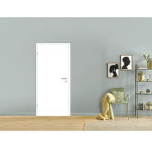 Bloc-porte intérieur blanc avec garniture de poignée dans une pièce lumineuse