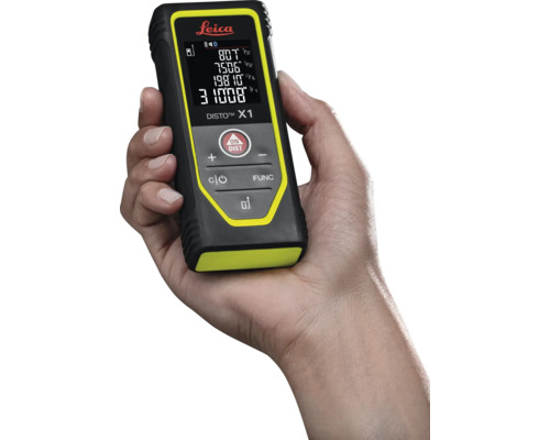 Télémètre laser Leica Disto X1 dans la main