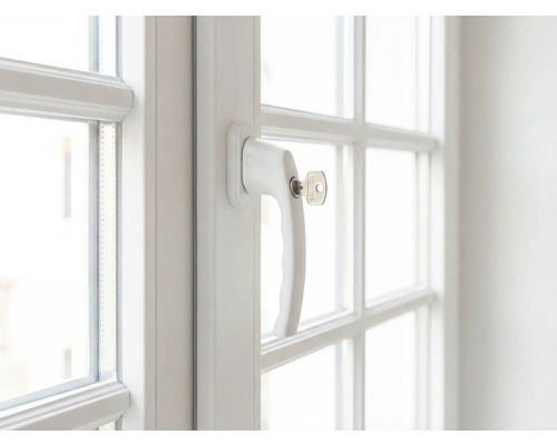 Fenêtre avec poignée de fenêtre et clé