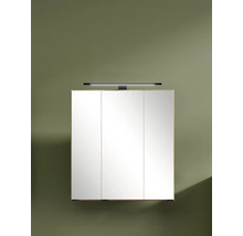 Armoire de toilette à trois portes pour salle de bains avec éclairage supérieur à LED intégré.