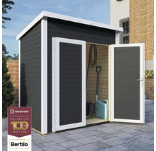 Gartenschuppen mit Doppeltür und Gartenwerkzeugen