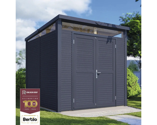 Gartenschrank aus Holz mit Doppeltür auf Rasenfläche