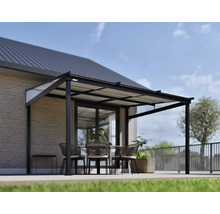 Terrasse avec auvent de terrasse et mobilier de salon