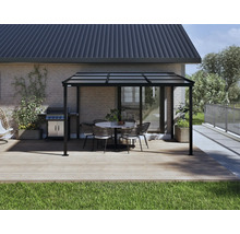 Terrasse avec pavillon, barbecue de jardin et coin salon sur terrasse en bois