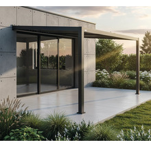 Pergola de terrasse moderne en métal avec vue sur le jardin