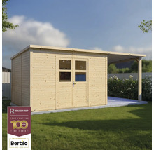 Abri de jardin en bois avec double porte et auvent