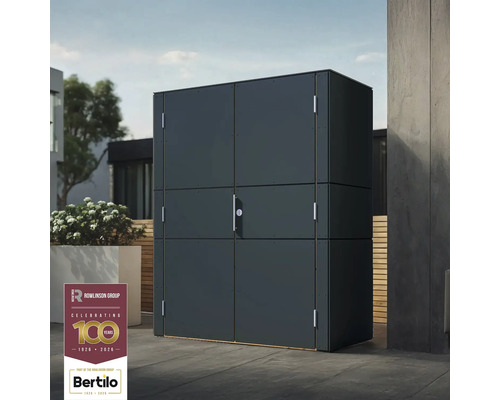 Geräumiger Geräteschrank zur Aufbewahrung von Gartengeräten und Werkzeugen im Aussenbereich.