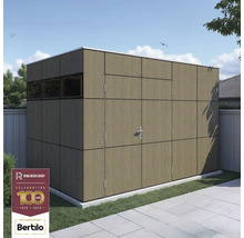 Gartenhaus mit Fenster und Doppeltür in einer Gartenanlage