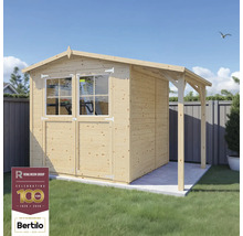 Holzgartenhaus mit Doppeltür und Fensteransicht