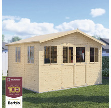 Abri de jardin en bois avec fenêtres et double porte