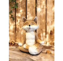 Figurine décorative renard assis en position de méditation pour le jardin
