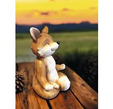 Figurine décorative de renard pour l'extérieur sur une table en bois