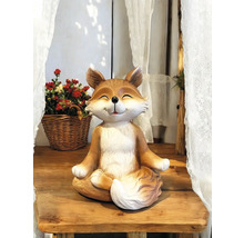 Sculpture décorative de renard en position de méditation pour le jardin