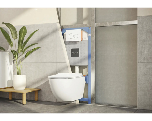Aufputzspülkasten mit Wand-WC in einem modernen Badezimmer