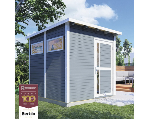 Gartenhaus Bertilo Pentus 2 inkl. Fussboden 247 x 266 cm hellgrau Gartenhaus aus Holz mit Fenstern und Tür
