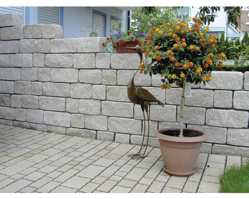 Mur de jardin avec jardinière et décoration