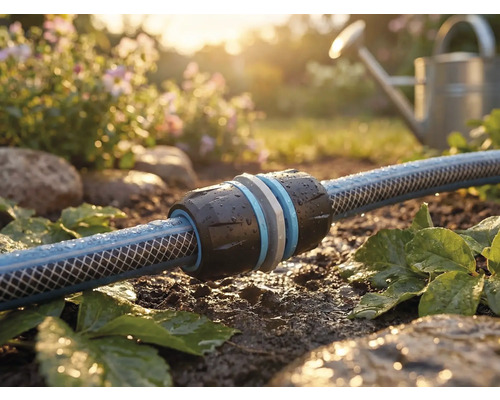 Tuyau d'arrosage avec connecteur dans le jardin