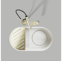 Vue de dessus d'un évier avec robinet et égouttoir