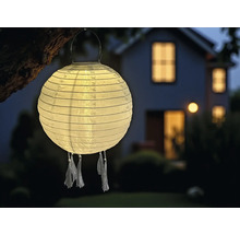 Lanterne décorative en papier avec poignée et pompons pour l'extérieur