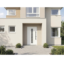 Maison moderne avec porte d'entrée et chemin pavé