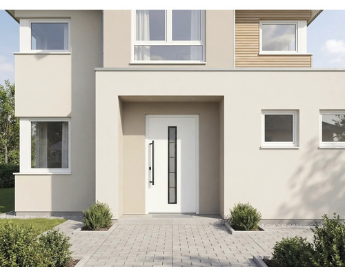 Hausfassade mit Haustür und Fenstern